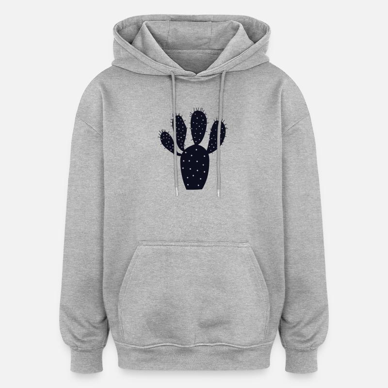 Silhouette de cactus de minuit - Sweat à capuche oversize unisexe - gris chiné