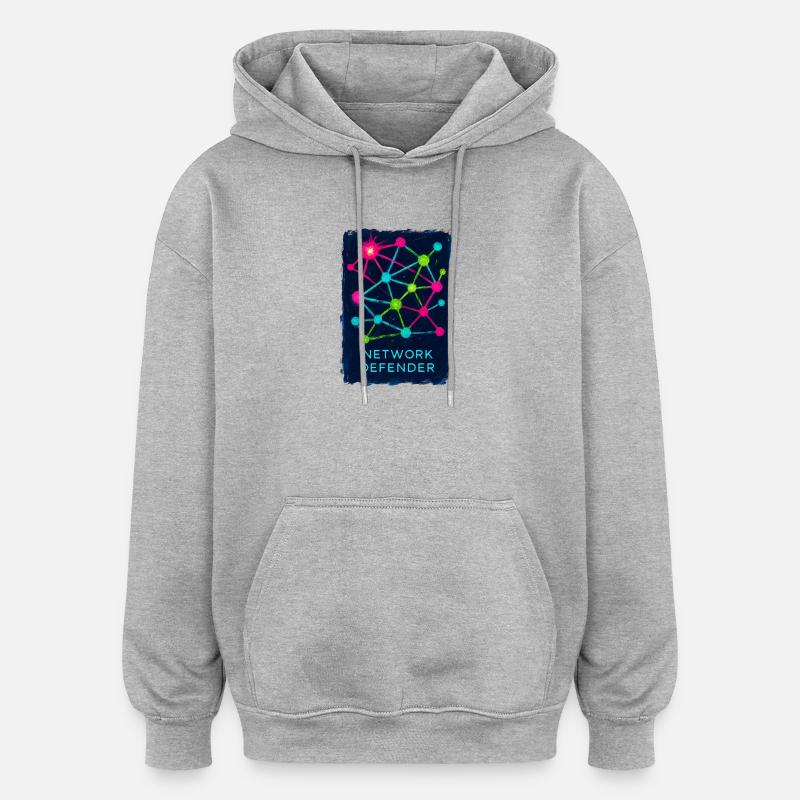 Défenseur de Réseau et Cyber Sécurité - Sweat à capuche oversize unisexe - gris chiné