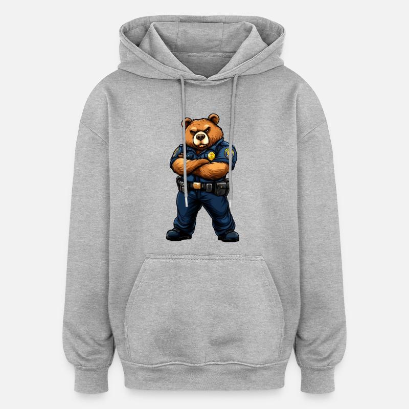 Police des Ours - Ours brun - Sweat à capuche oversize unisexe - gris chiné