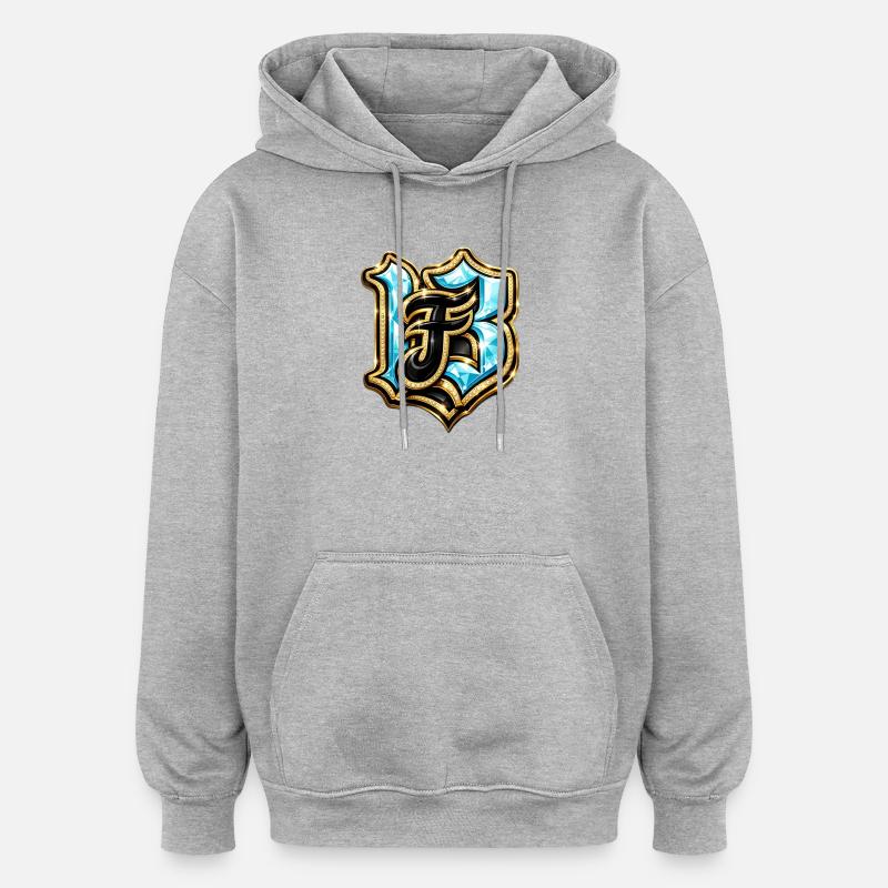 Edelstein-H Monogramm mit Glanzeffekt - Oversized Unisex Hoodie - Grau meliert
