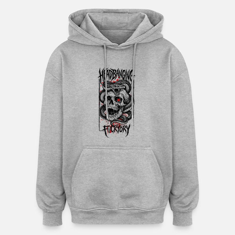 calavera_serpiente - Sweat à capuche oversize unisexe - gris chiné
