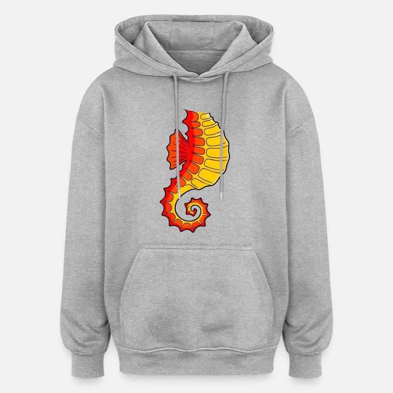 Hippocampe - Sweat à capuche oversize unisexe - gris chiné