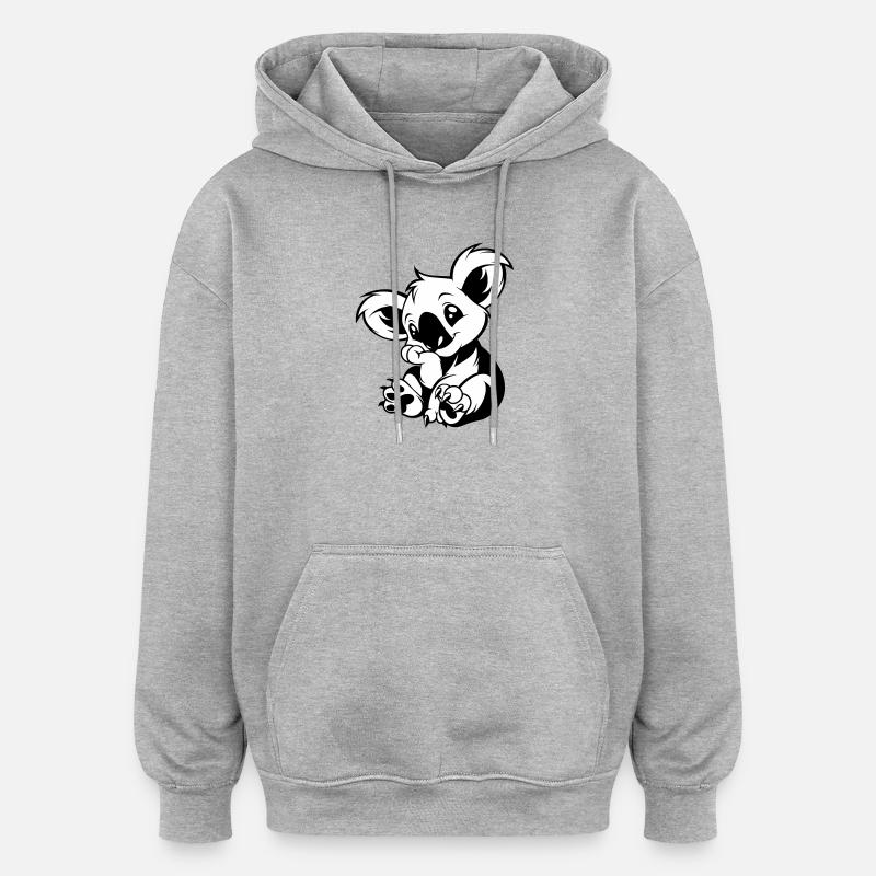 Un koala mignon assis en jouant - Sweat à capuche oversize unisexe - gris chiné