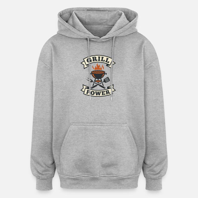 Puissance du Grill Kettle et Ustensiles - Sweat à capuche oversize unisexe - gris chiné