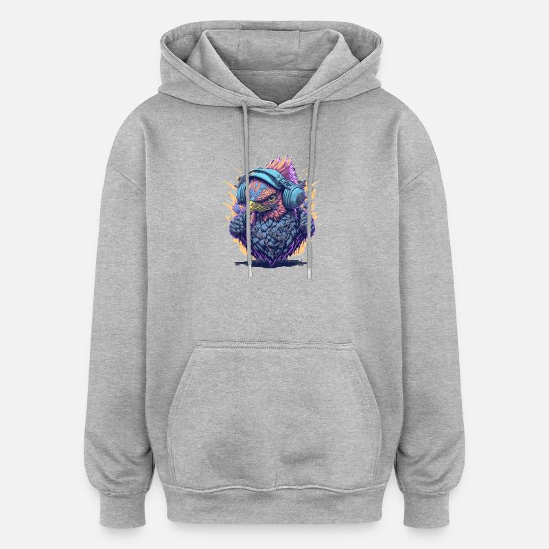 DJ avec un casque - Sweat à capuche oversize unisexe - gris chiné