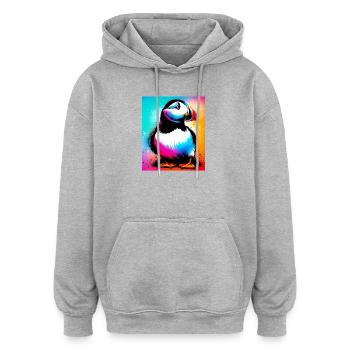 Papageitaucher - Oversized Unisex Hoodie - Grau meliert - Vorne - Noah (186cm)