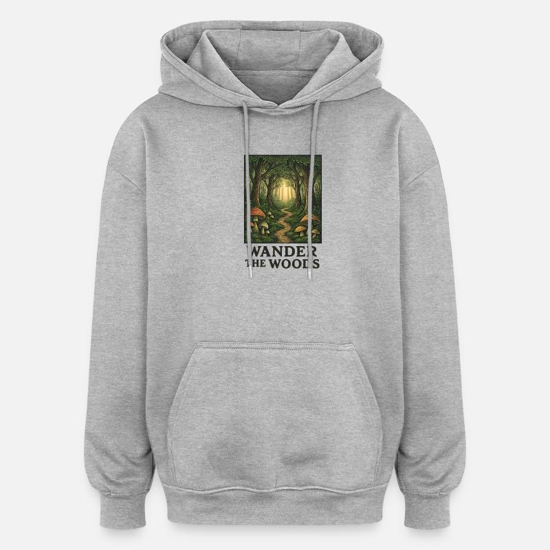 Chemin forestier des randonneurs - Sweat à capuche oversize unisexe - gris chiné