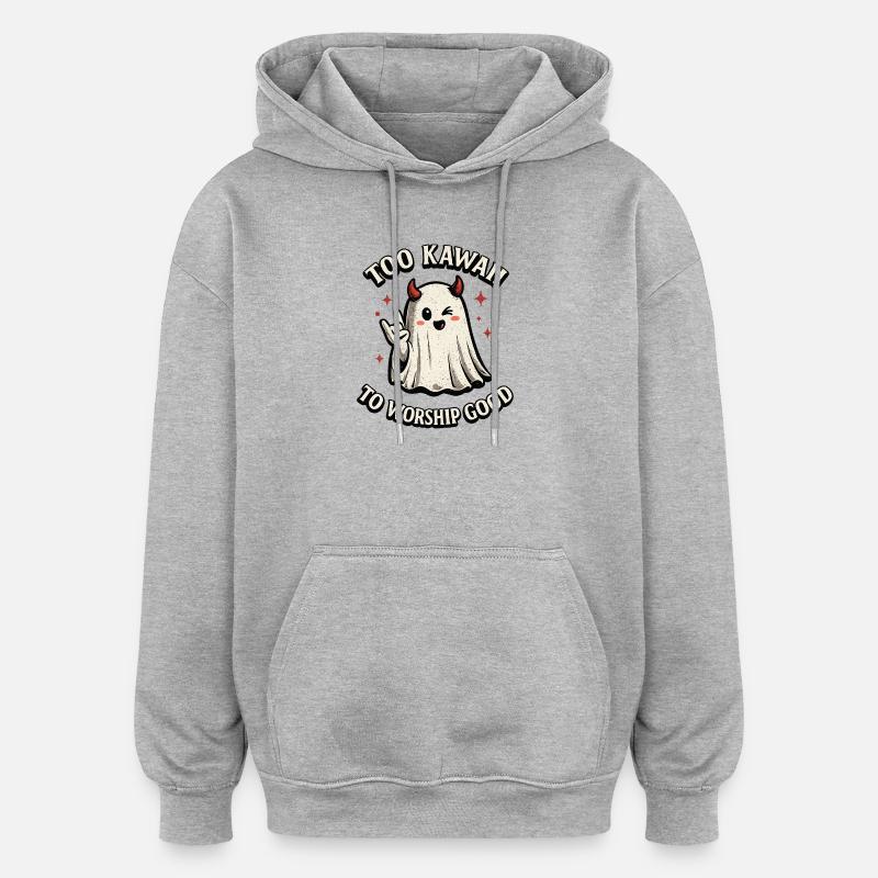 Kawaii - Sweat à capuche oversize unisexe - gris chiné