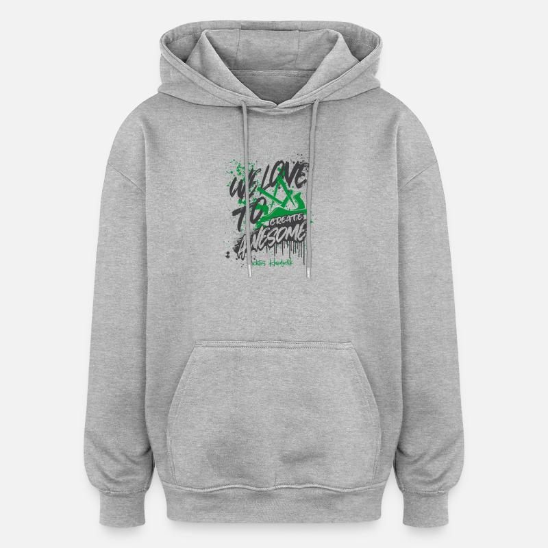 Schreiner Stolz gris-vert-grand - Sweat à capuche oversize unisexe - gris chiné