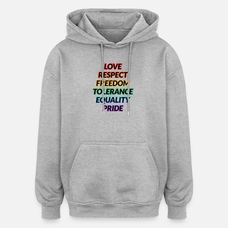 Pride Rainbow Values Tee - Oversized Unisex Hoodie - heather grey