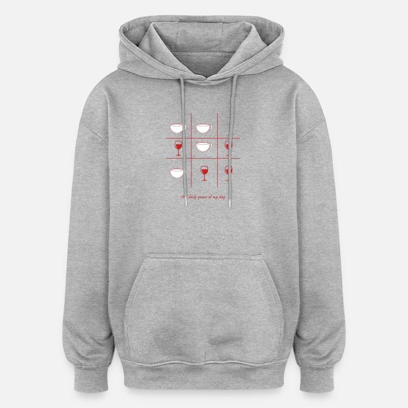 Kaffee oder Wein englisch - Oversized Unisex Hoodie - Grau meliert