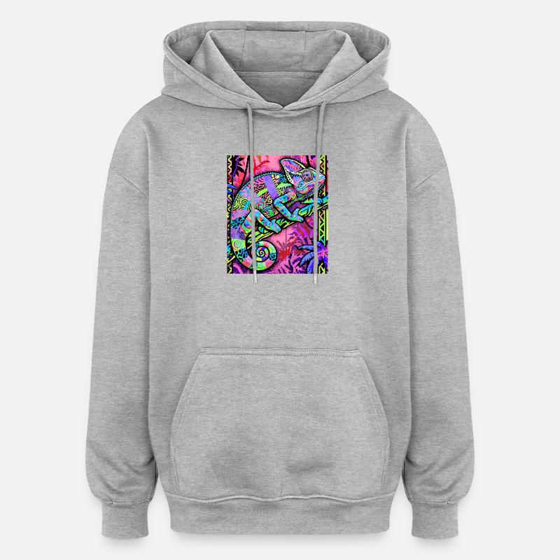 caméléon - Sweat à capuche oversize unisexe - gris chiné