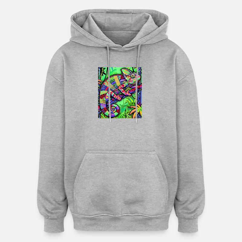caméléon - Sweat à capuche oversize unisexe - gris chiné