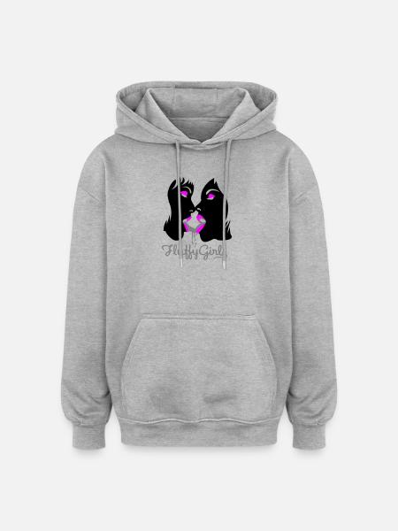 fluffy girls - Oversized Unisex Hoodie - Grau meliert