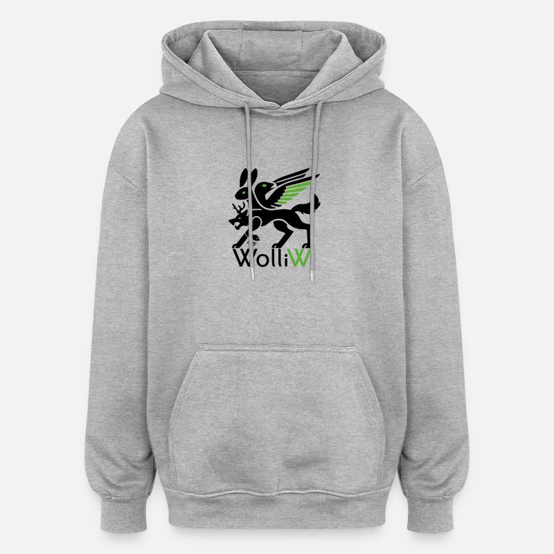 WolliW - Wolli Wolpertinger de Bavière - Sweat à capuche oversize unisexe - gris chiné
