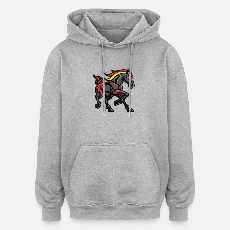Bande dessinée de cheval - Sweat à capuche oversize unisexe - gris chiné