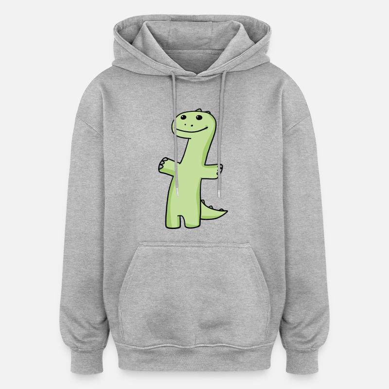 Vert dinosaure - Sweat à capuche oversize unisexe - gris chiné