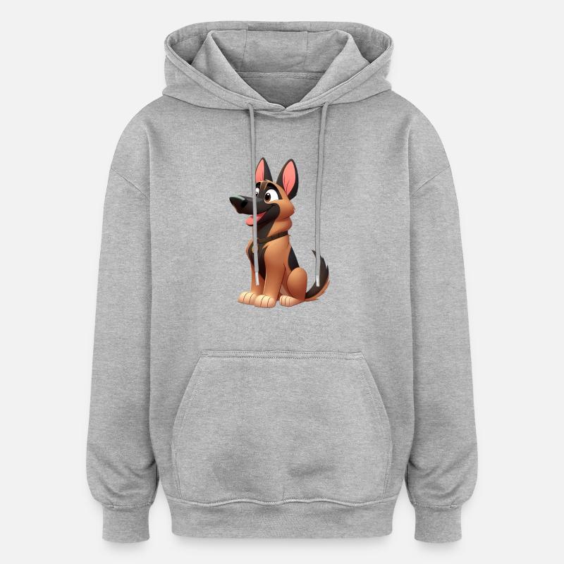 malinois 11 - Sweat à capuche oversize unisexe - gris chiné