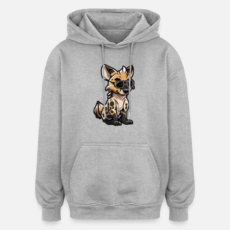 Hyäne Comic Cool - Oversized Unisex Hoodie - Grau meliert