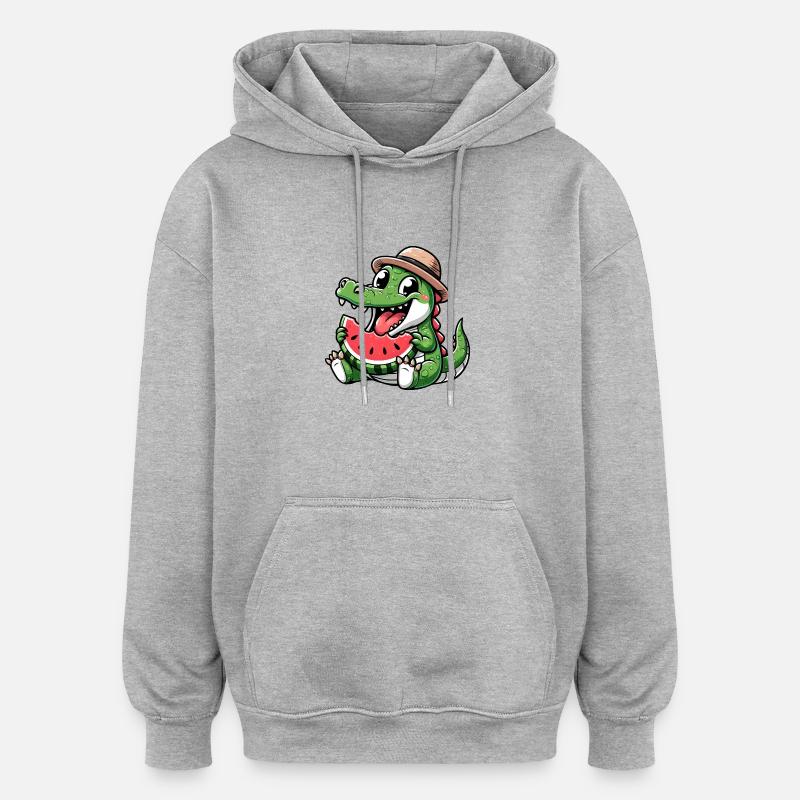 Crocodile Melon Pastèque Fruit Fruité - Sweat à capuche oversize unisexe - gris chiné