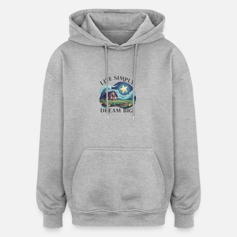 Einfach leben, groß Träumen - Oversized Unisex Hoodie - Grau meliert