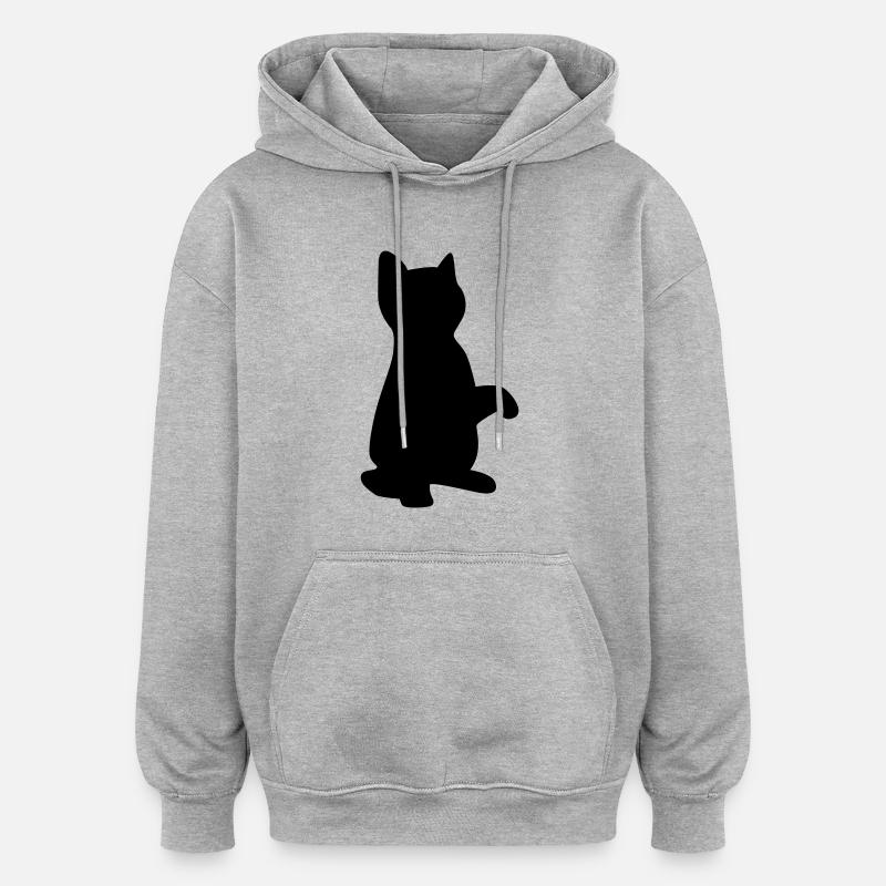 cat kitten - Sweat à capuche oversize unisexe - gris chiné