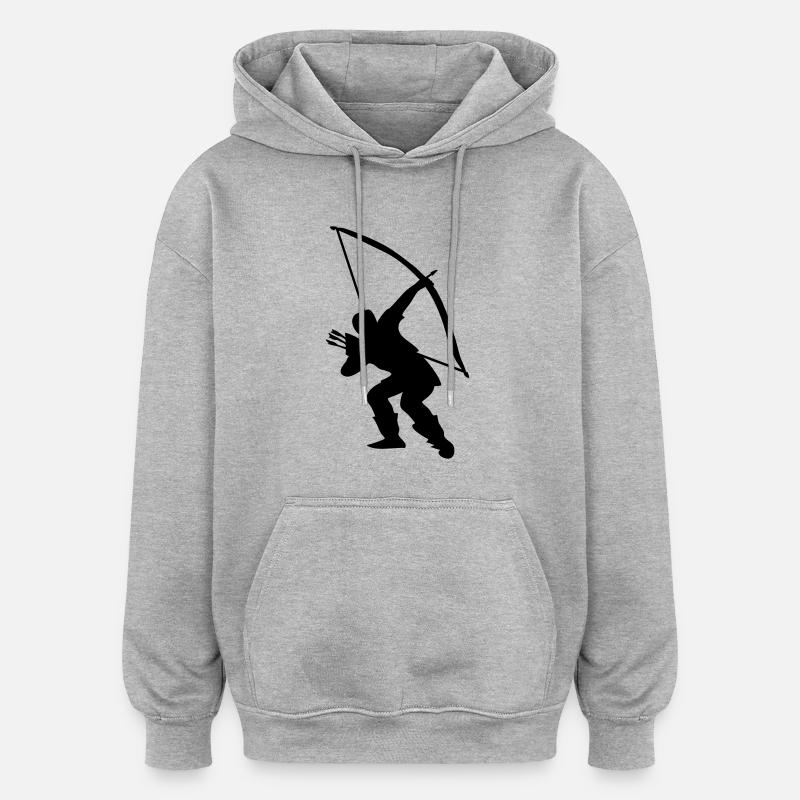 Archery longbow medieval design - Sweat à capuche oversize unisexe - gris chiné
