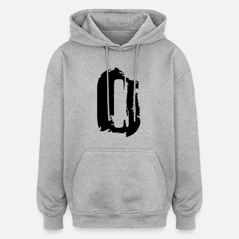 O - Buchstabe - Oversized Unisex Hoodie - Grau meliert