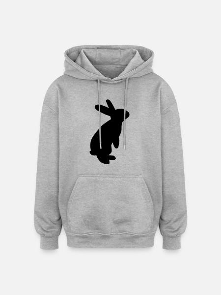 Hase - Oversized Unisex Hoodie - Grau meliert