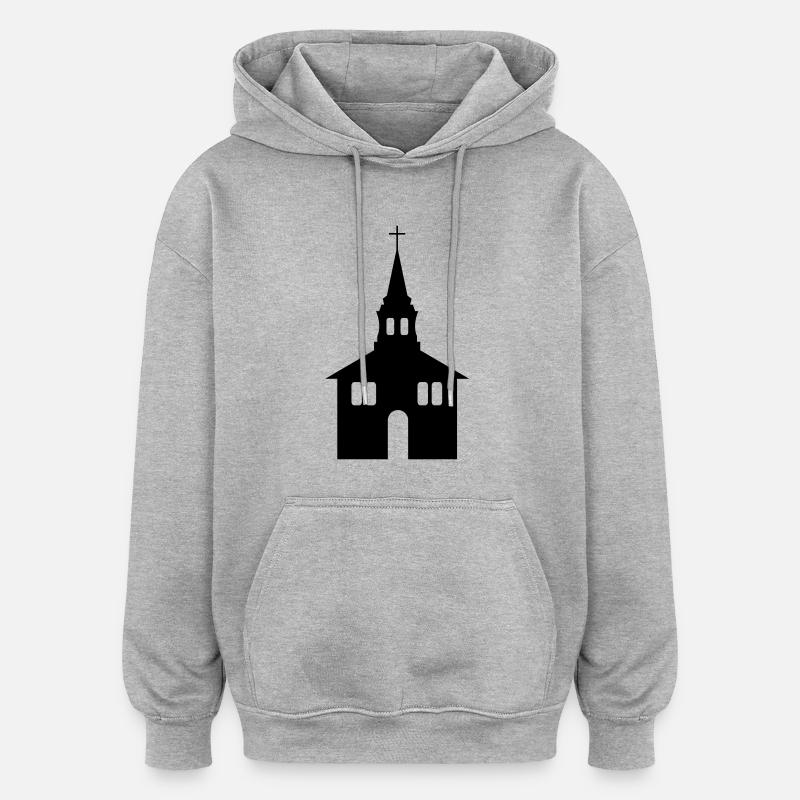kirche - Sweat à capuche oversize unisexe - gris chiné