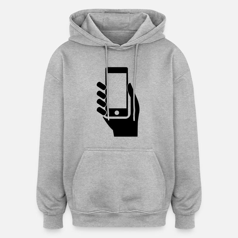 mobil_phone_01 - Sweat à capuche oversize unisexe - gris chiné