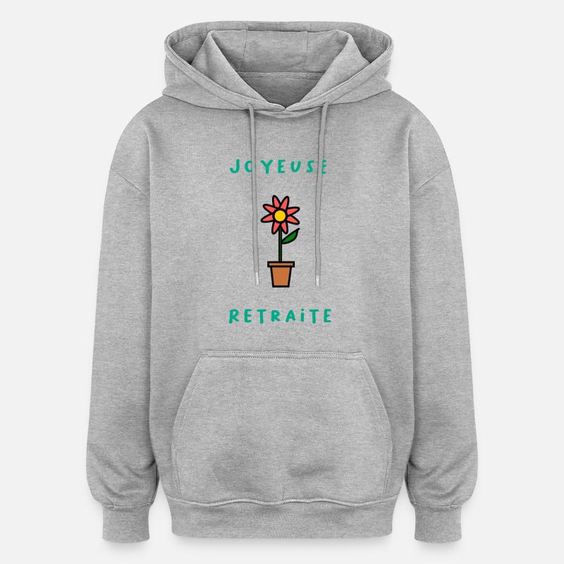 RETRAITE. RETRAITE. RETRAITEE. RETRAITE - Sweat à capuche oversize unisexe - gris chiné
