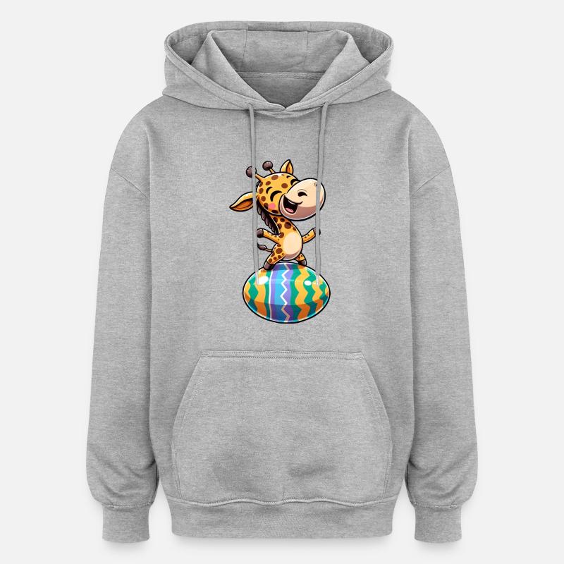 Easter Giraffe Dances, Dancer Egg - Oversized Unisex Hoodie - heather grey