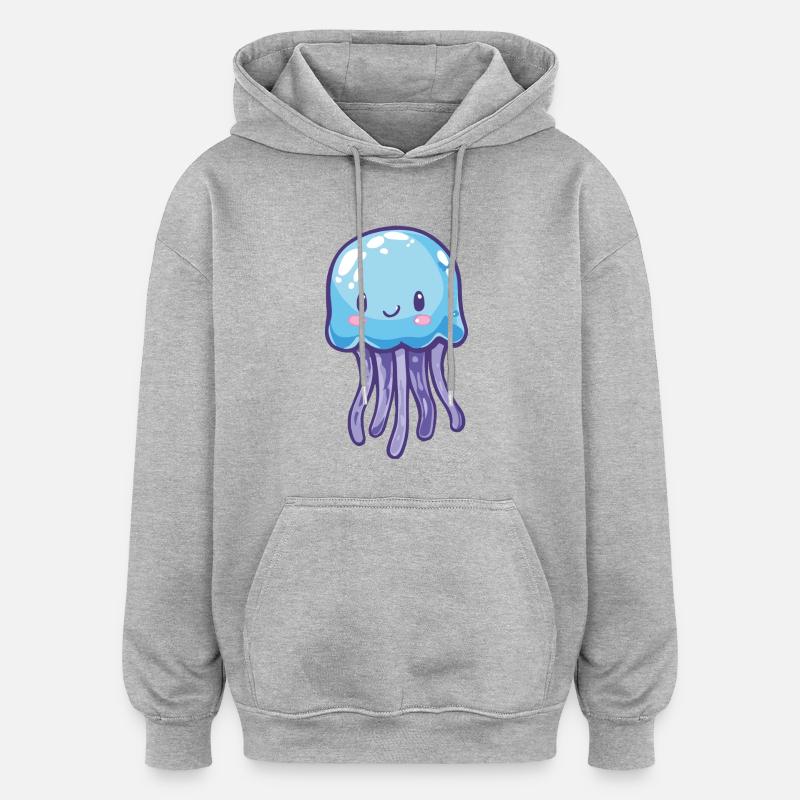 Méduse - Sweat à capuche oversize unisexe - gris chiné