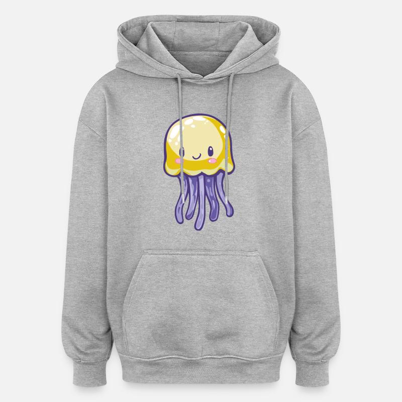 Méduse - Sweat à capuche oversize unisexe - gris chiné