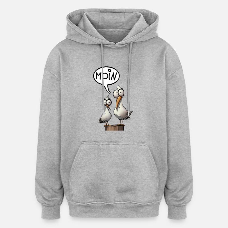 Die Bäädden Möwen - Möwe moin - Oversized Unisex Hoodie - Grau meliert