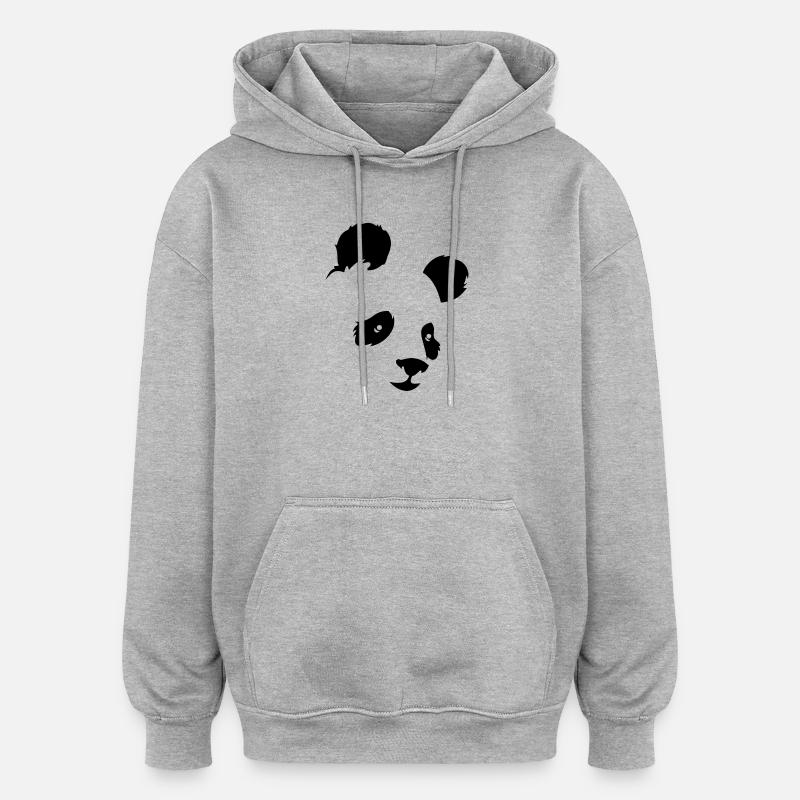 panda - Sweat à capuche oversize unisexe - gris chiné