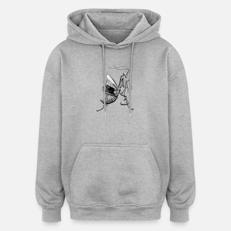 Mante religieuse - Sweat à capuche oversize unisexe - gris chiné