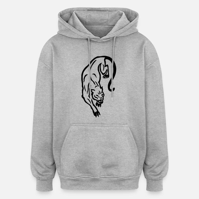 Silhouette de panthère noire - Sweat à capuche oversize unisexe - gris chiné