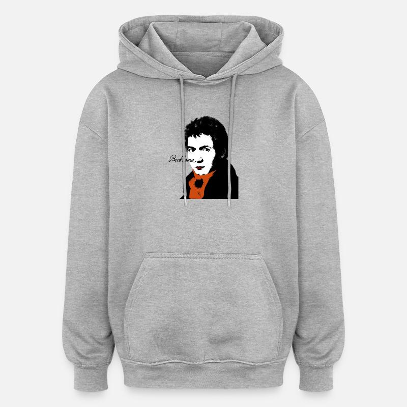 Beethoven - Sweat à capuche oversize unisexe - gris chiné