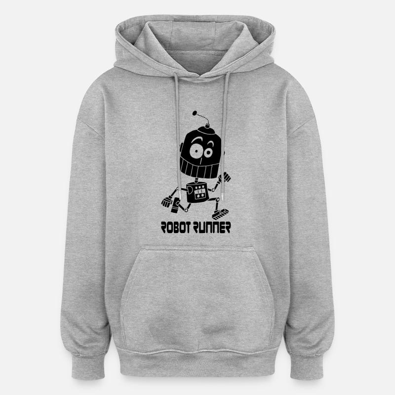 Robot coureur noir - Sweat à capuche oversize unisexe - gris chiné
