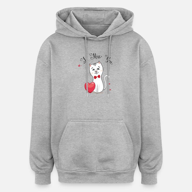 Tu me manques - Sweat à capuche oversize unisexe - gris chiné
