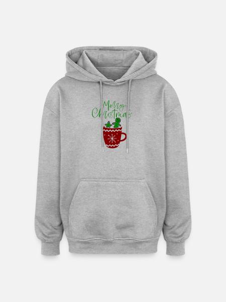 Joyeux Noël, Biscuits - Sweat à capuche oversize unisexe - gris chiné