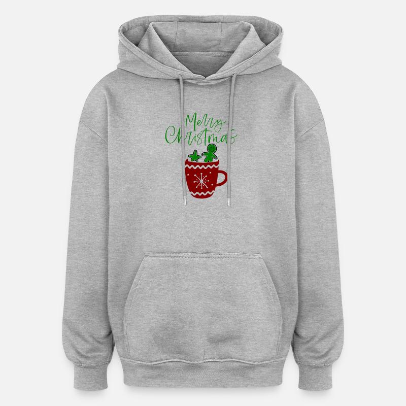 Merry Christmas, Plätzchen - Oversized Unisex Hoodie - Grau meliert