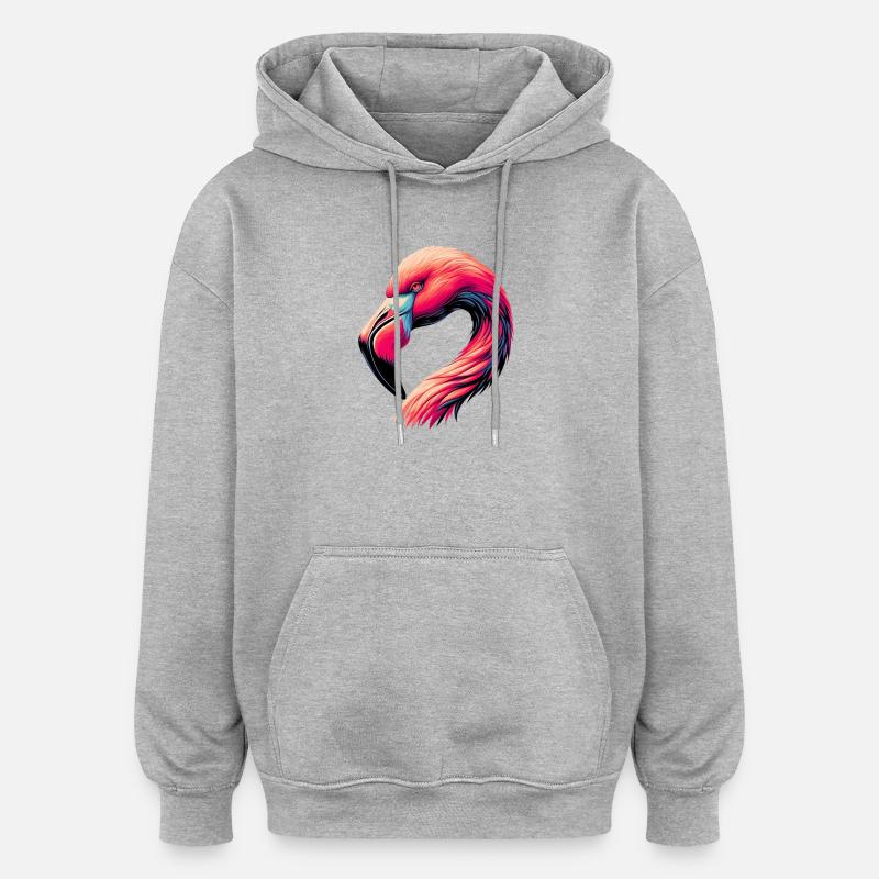 Flamant - Sweat à capuche oversize unisexe - gris chiné