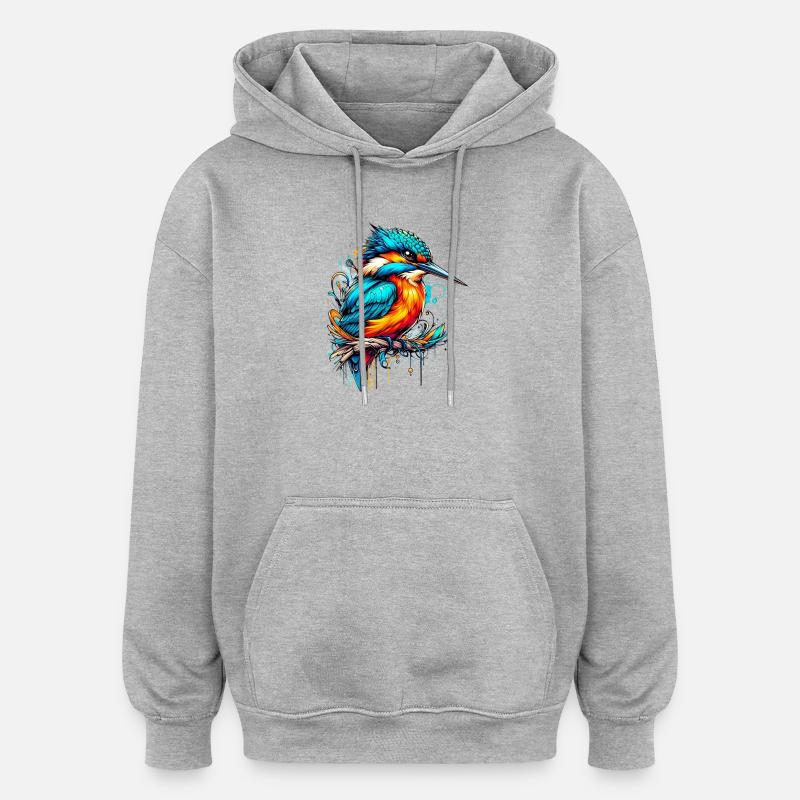 Martin-pêcheur - Sweat à capuche oversize unisexe - gris chiné
