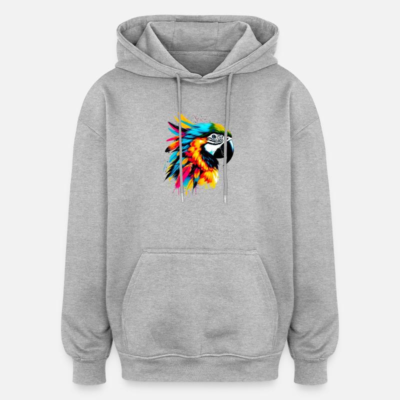 Perroquet - Sweat à capuche oversize unisexe - gris chiné
