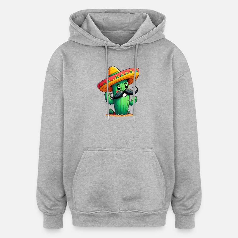 Cactus - Sweat à capuche oversize unisexe - gris chiné