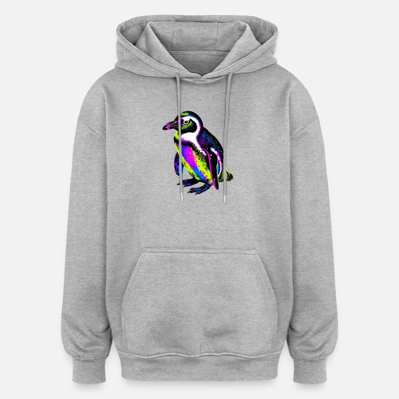 Pingouin - Sweat à capuche oversize unisexe - gris chiné