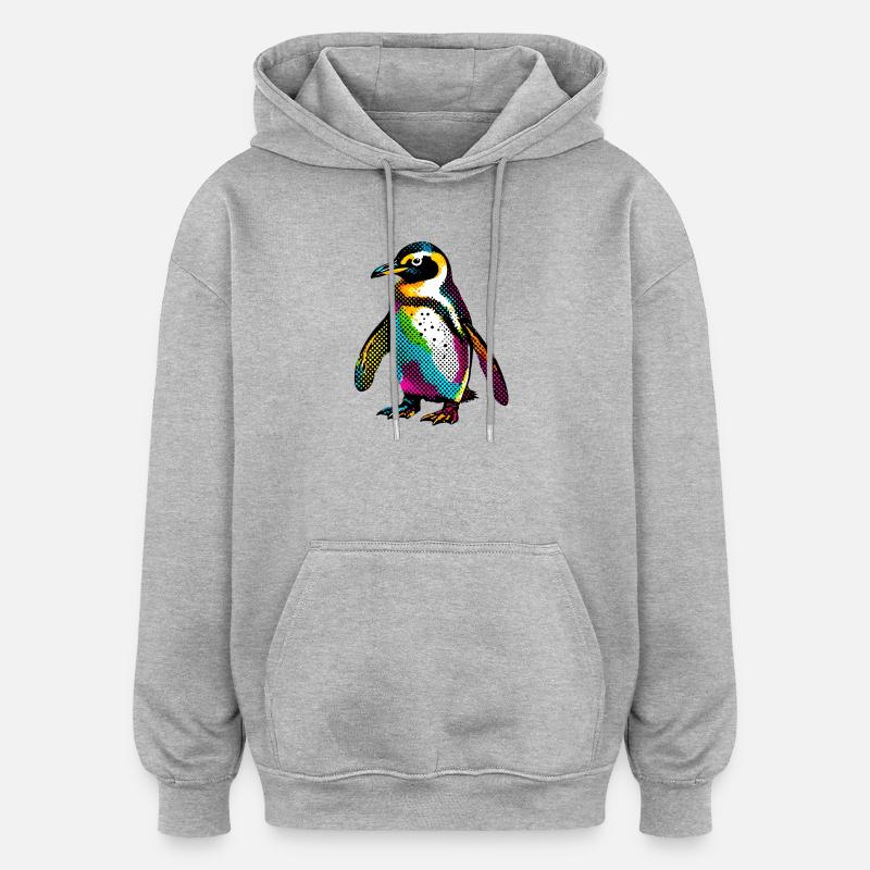 Pingouin - Sweat à capuche oversize unisexe - gris chiné